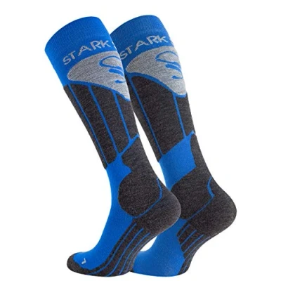 Afbeelding van STARK SOUL Skisokken voor dames en heren, functionele sokken, snowboard skikousen met speciale voering, blauw grijs, 35 38
