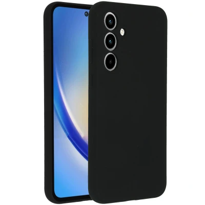 Afbeelding van Samsung Galaxy A35 Hoesje Siliconen en TPU (zacht) Accezz Backcover/Softcase Zwart Telefoonhoesje