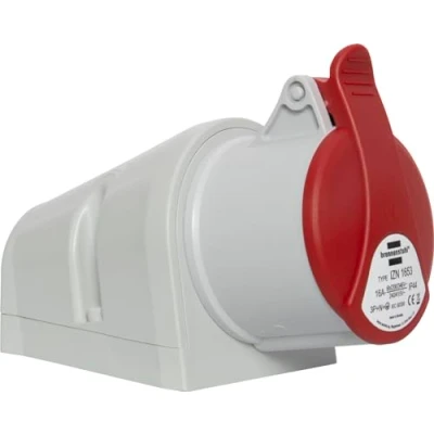 Afbeelding van Brennenstuhl industriële CEE wandcontactdoos, 5 polig, stekker, 400 V/16 A, met deksel voor buiten, ideaal bouwplaats, industrie, IP44, 16 A
