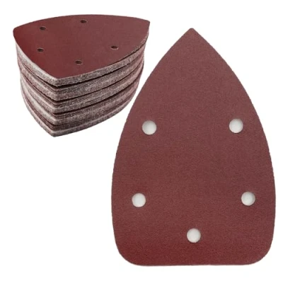 Afbeelding van 50 stuks schuurpapier driehoekige schuurmachines, 180 korrel 5 gaats schuurpads klittenband deltaschuurbladen voor schuurmachine 140 x 100 mm