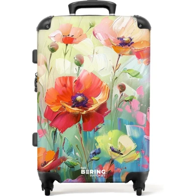 Afbeelding van NoBoringSuitcases.com® Koffer groot Rolkoffer lichtgewicht Abstracte bloemen Reiskoffer met 4 wielen Grote trolley XL 20 kg bagage