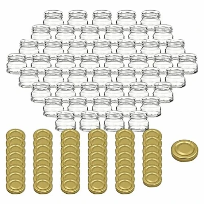 Afbeelding van Gouveo Set van 24 lege ronde inmaakpotten, 30 ml, incl. Draaisluiting, voorraadpotten, jampotten, kruidenpotjes, inmaakpotten