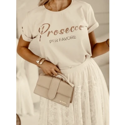 Afbeelding van T shirt, beige, goud, one size