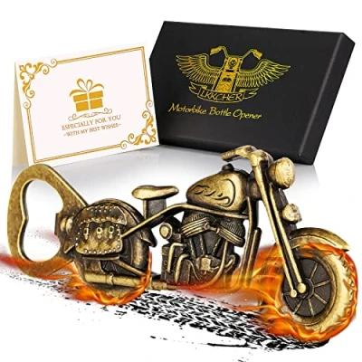 Afbeelding van LKKCHER Motorfietsflesopeners, bronzen motorcadeaus voor mannen, kerstverjaardagscadeaus, vadercadeaus hem, vader, echtgenoot, vriend, cadeau biker, biergeschenken