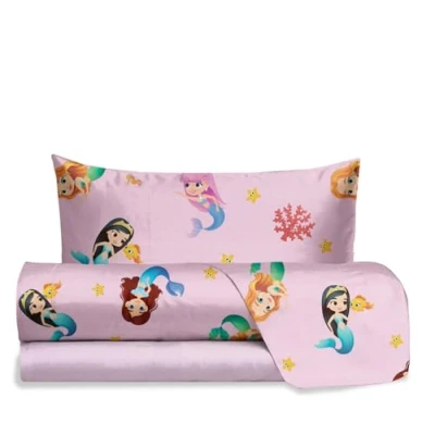 Afbeelding van hermet Jolly Eenpersoons beddengoedset 100% katoen, dekbedovertrek + hoeslaken kussensloop, patroon: kinderkamer