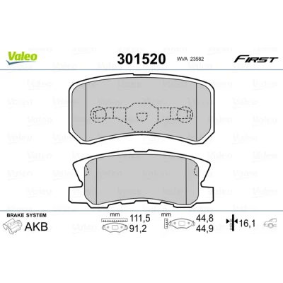 Afbeelding van Valeo Remblokset 301520