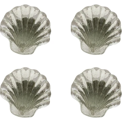 Afbeelding van Clayre &amp; Eef Deurknop Set van 4 Schelp cm Transparant Glas Meubelknop Kastknop