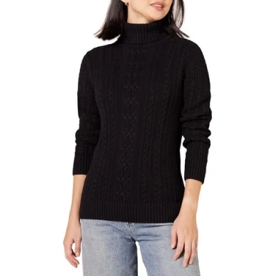 Afbeelding van Amazon Essentials Dames visser kabel coltrui (verkrijgbaar in grote maten), zwart, L