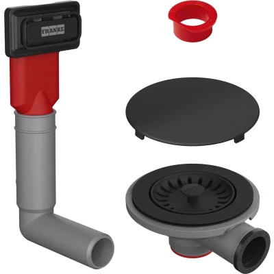 Afbeelding van Franke mat zwarte afvoergarnituur waste met plug en overloop 112.0658.444