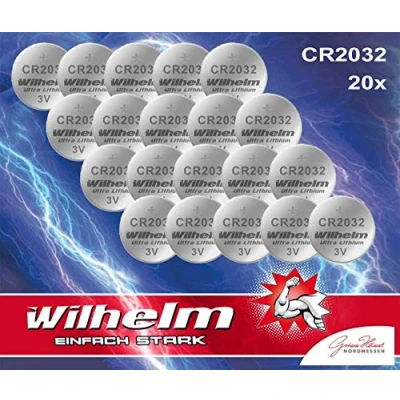 Afbeelding van 20 x knoopcel CR2032 Wilhelm batterij lithium 3V CR 2032 industriële artikelen