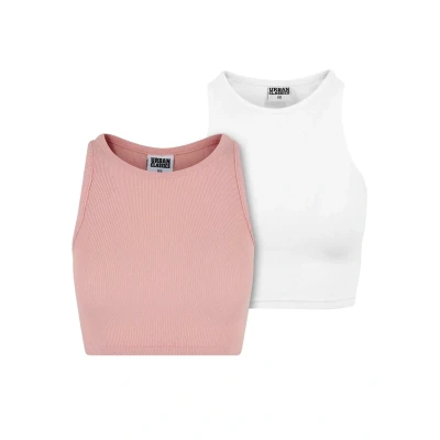 Afbeelding van Urban Classics Rib 2 Pack Crop top M Roze/Wit