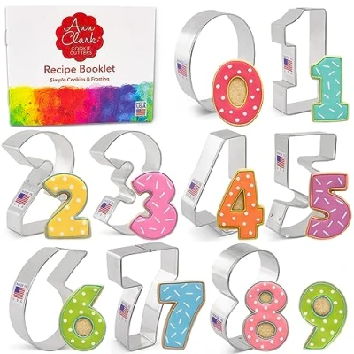 Afbeelding van Ann Clark Cookie Cutters 9 delige Nummers Koekjesvormset met Receptenboek