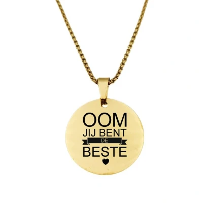 Afbeelding van Ketting RVS Rond Goud Oom Jij Bent De Beste