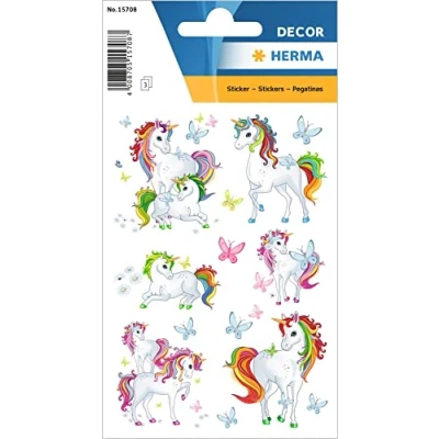 Afbeelding van HERMA 15708 stickers voor kinderen, eenhoorn (51 stickers, papier, mat) zelfklevend, permanent hechtende etiketten met motief meisjes en jongens, kleurrijk