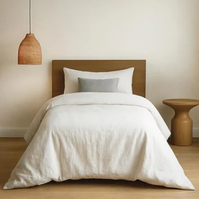 Afbeelding van Dreamzie Beddengoedset 135x200 in versterkt katoen Wit Dekbedovertrek en kussensloop 80x80 cm Oeko Tex gecertificeerd 2 stuks