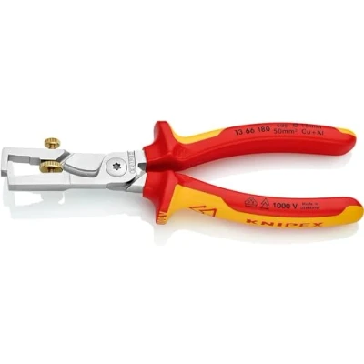 Afbeelding van Knipex StriX Striptangen met kabelschaar verchroomd, geïsoleerd meer componentengrepen, VDE getest 180 mm (zelfbedieningskaart/blister) 13 66 SB