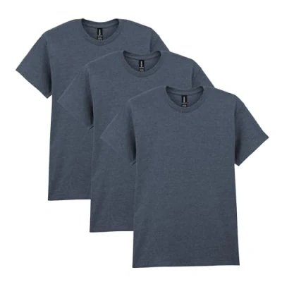 Afbeelding van Gildan heren T shirt van zwaar katoen, stijl G5000, (Pack 3), Donkere Heather, L