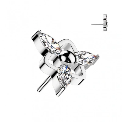 Afbeelding van Piercing steen center marquise push in 1.2x6