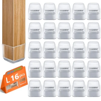 Afbeelding van Vierkante stoelpootbeschermers, stoelpootbeschermers voor hardhouten vloeren, siliconen rechthoekige vloerbeschermers stoelen, geen krassen en lawaai