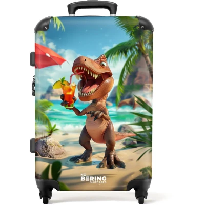 Afbeelding van NoBoringSuitcases.com® Kinderkoffer groot Kindertrolley koffer Dinosaurus Strand Rolkoffer lichtgewicht Reiskoffer met 4 wielen Grote trolley XL 20 kg bagage
