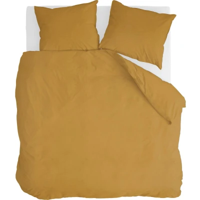 Afbeelding van Walra Dekbedovertrek Vintage Cotton Honing Mosterd 200x220 cm 2 Persoons Dubbele doorlopende instopstrook 100% Renforcé katoen