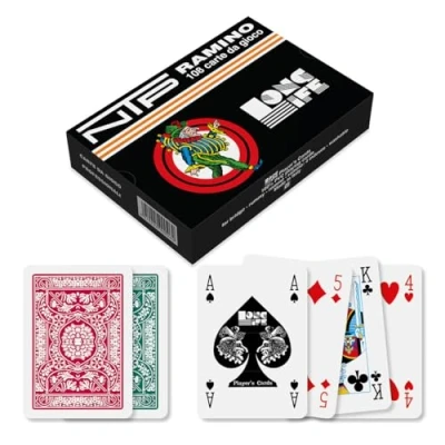 Afbeelding van Dal Negro Speelkaarten Ramino Floreale Karton Rood/blauw 2 delig