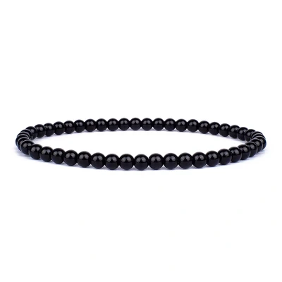 Afbeelding van Bixorp Gems Obsidiaan Edelsteen Armband 4mm Edelstenen Kralenarmband Spiritueel Cadeau 18cm