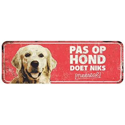 Afbeelding van D&amp;d Home Waakbord Hond Waarschuwingsbord Golden Retriever Nl 40x13x0,3cm Rood 1st