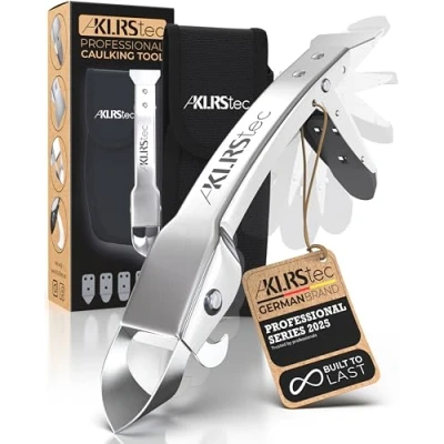 Afbeelding van KLRStec Professioneel voeggladmachine (100% roestvrij staal) Robuuste 4 in 1 voegschraper &amp; Trekker multitool incl. praktische tas met riemclip Professionele gereedschapsset voor het vernieuwen van siliconenvoegen