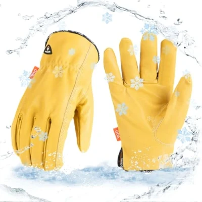 Afbeelding van Vgo... 1 paar 0 ℃/32 F heren varkensleer winter veiligheid werkhandschoenen rigger handschoenen bouwerhandschoenen (PA9501FLWP)