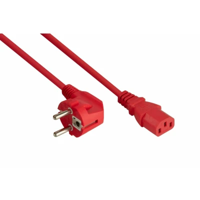 Afbeelding van C13 (recht) CEE 7/7 (haaks) stroomkabel 3x 0,75mm / rood 0,50 meter