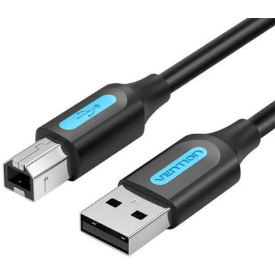 Afbeelding van Vention USB 2.0 A male naar B kabel met ferrietkern COQBL 10m Zwart PVC (10 m, 2.0),