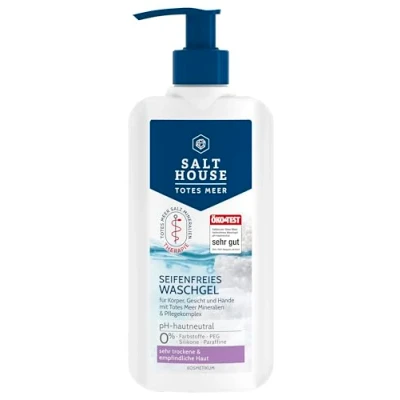 Afbeelding van Salthouse Dode Zee therapie Zeepvrije wasgel, met jojoba olie en urea, voor lichaam, gezicht handen, 250 ml