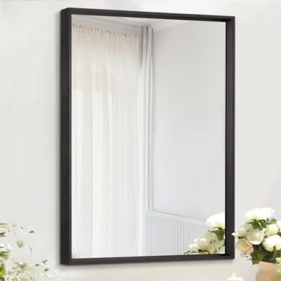 Afbeelding van AAZZKANG Wandspiegel Zwarte Aluminiumlegering Ingelijste Spiegel Rechthoek Moderne Metalen Frame Opknoping voor Badkamer Slaapkamer Woonkamer Entryway Home Decor