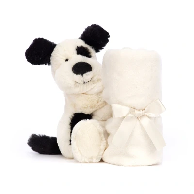 Afbeelding van Jellycat Bashful Black &amp; Cream Puppy Soother Knuffeldoek