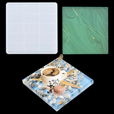 Afbeelding van Rolin Roly Large Square Tray Resin Mold Epoxy Coaster Molds Silicone Trays Mould Plate Casting Jewelry Making Dish for Cosmetic Holder DIY Home Decoration