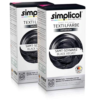 Afbeelding van Simplicol 1838 (2 x 1818) textielverf intensief (18 kleuren), fluweel zwart 1818 set van 2: eenvoudig verven in de wasmachine, all 1 complete verpakking
