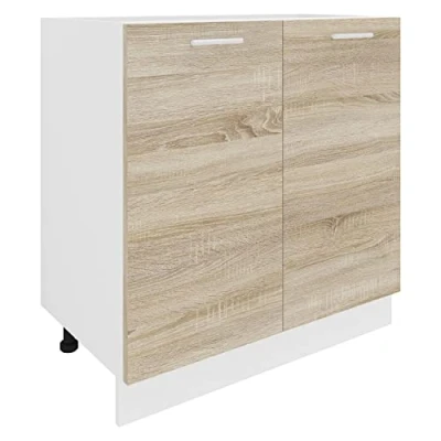 Afbeelding van Esilo keuken onderkast 80 cm 2 deurenwit, eik decor.