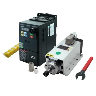 Afbeelding van CNC spindelmotor 1,5 kW, 1500 W, 220 V, 400 Hz, 24000 rpm, luchtgekoelde spindel met KW HS320 VFD+7 tangen ER11 stuks (1 7mm) + ER11A moersleutel