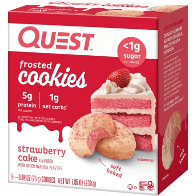 Afbeelding van Quest Frosted Cookies Strawberry Cake (8 stuks)