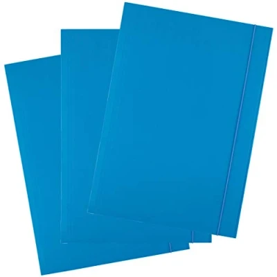 Afbeelding van D.RECT Verzamelmap Kartonnen map Hoekspannermap ordnermap tekenmap met elastiek 300g Blauw 25 stuks