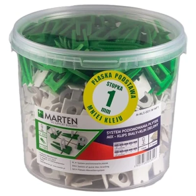 Afbeelding van MARTEN clips &amp; tegelwiggen voor nivelleringssysteem nivelleringsset tegels tegeldikte 7 15 mm premium set met 300 stuks 100 in emmer leghulp