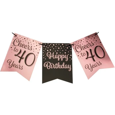 Afbeelding van Slinger Cheers to 40 years rose goud/zwart 6m