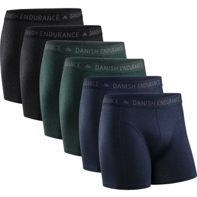 Afbeelding van DANISH ENDURANCE Boxershorts Heren, Katoen, Klassiek Pasvorm Heren Ondergoed, met of zonder Gulp, voor 6 Pack 10 Meerkleurig (2xZwart, 2x Blauw Gemêleerd, 2xGroen) 3XL