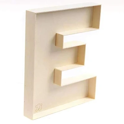 Afbeelding van Onvoltooide Hout vulbare Letter E, Handgemaakte Gevormde Letter, Brievendoos A Z