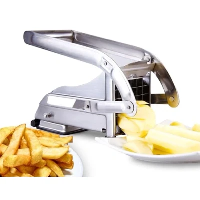 Afbeelding van ICO Frietsnijder van roestvrij staal, professionele aardappelsnijder, met 12 mm en 9 messen, antisliptechnologie, groentesnijder, accessoires voor friteuses