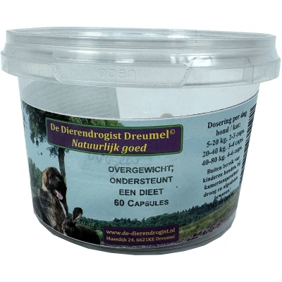 Afbeelding van Dierendrogist Overgewicht Capsules voor Honden en Katten Met Zeealgen Spirulina Vitaminen Mineralen 60 Stuks