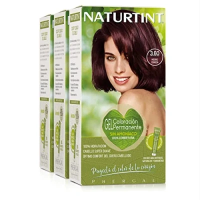 Afbeelding van Naturtint Biobased Ammoniakvrije kleuring 100% grijsdekking Plantaardige ingrediënten Natuurlijke en langhoudende kleur 3.60 Kersenzwart Pak van 3