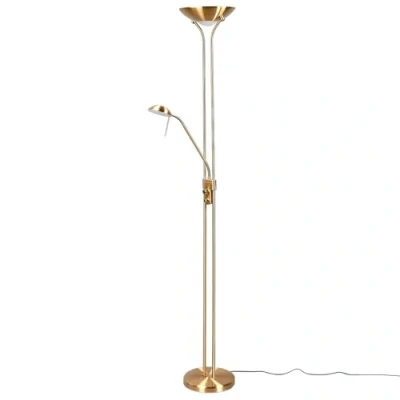 Afbeelding van Lindby LED vloerlamp met dimmer 2lichts Ijzer, glas, polycarbonaat H: 180 cm mat messing, wit Inclusief lichtbronnen