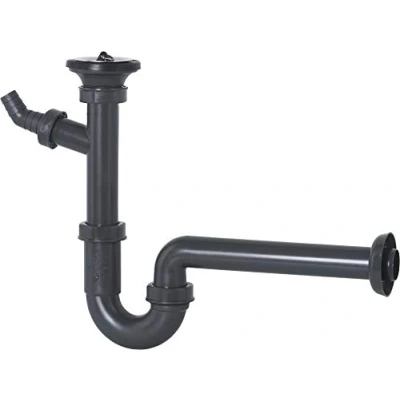 Afbeelding van Cornat Buisvormige geurafsluitingen voor was &amp; spoeltafels verschillende groottes/stijlen geurafsluiter set (wastafel) 1 1/4 inch x 32 mm grijs